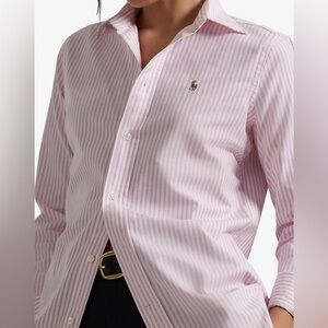 Polo by Ralph Lauren Pink and White Striped Button-Down Shirt
